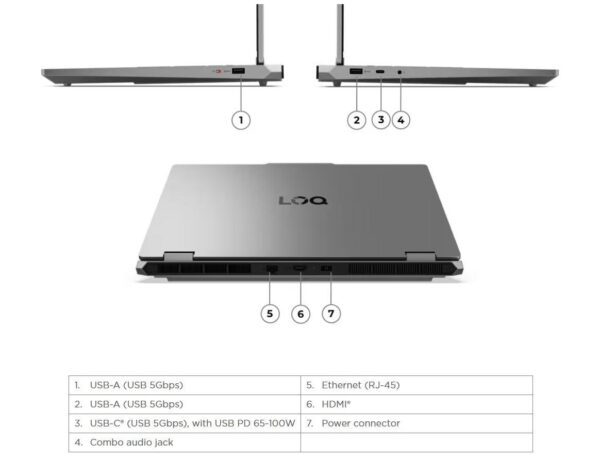 gallery 3 Lenovo LOQ Essential 15ARP11 Gaming Laptop, AMD Ryzen™ 7 170 - 16GB DDR5 | 512GB NVMe SSD - NVIDIA® GeForce RTX™ 5050 8GB - 15.6” FHD - International Warranty Stock